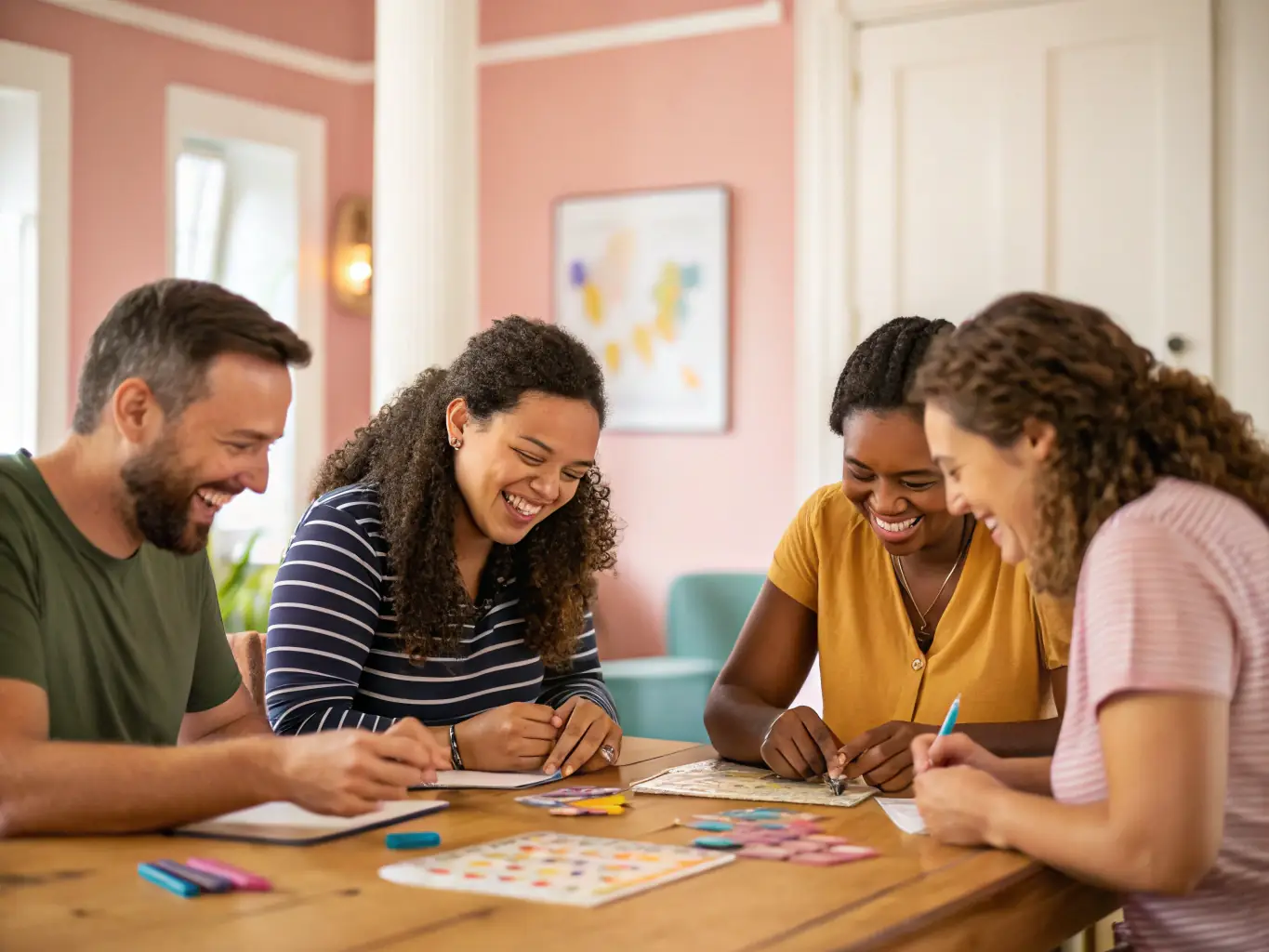 A group of participants actively engaged in a historical workshop, examining artifacts and documents under the guidance of an expert, set in a rustic, historically significant building.
