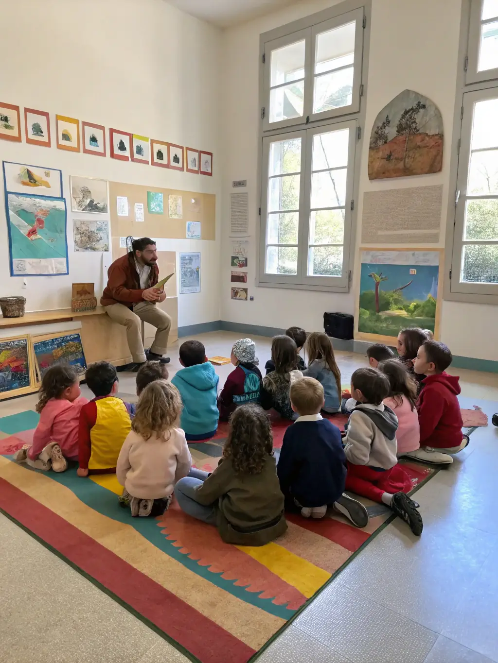 A photograph of children participating in an educational workshop about local history, highlighting the organization's commitment to education.